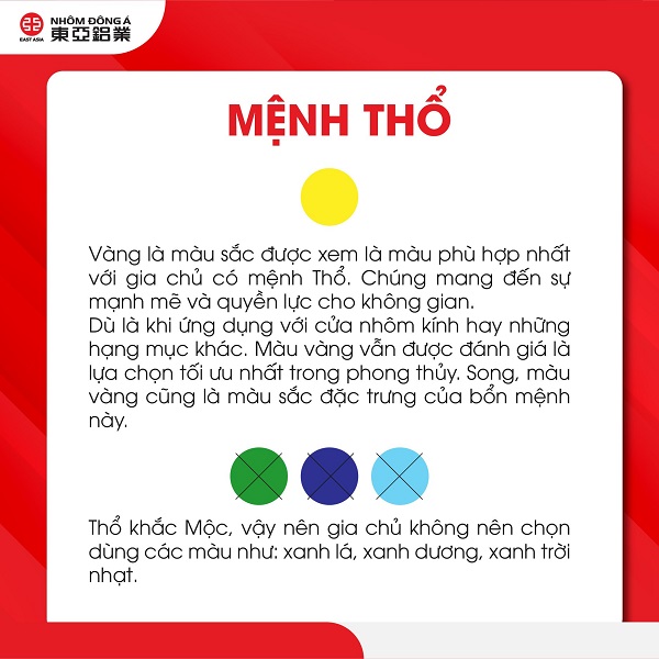 Mùa cửa nhôm phù hợp với mệnh thổ