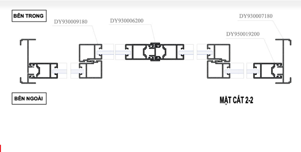 mặt cắt cửa nhôm hệ 93