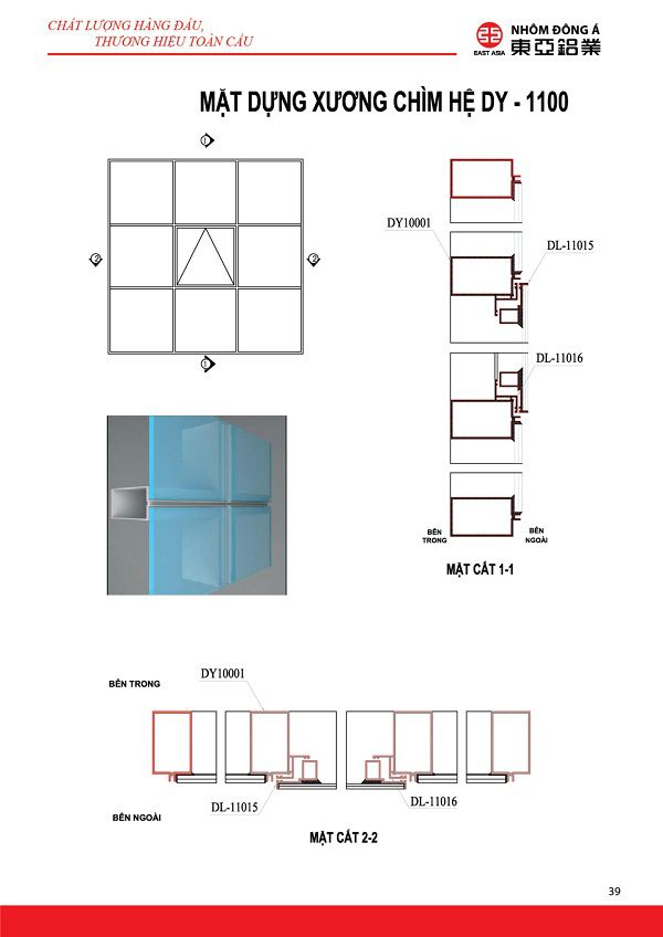 Lắp đặt hệ nhôm mặt dựng Đông Á