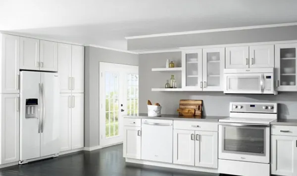 Tủ bếp nhôm kính màu trắng